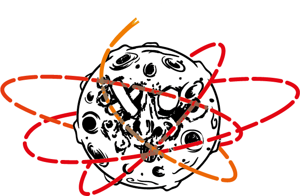 La luna de Zimplecopa, con un cohete que despega dejando una estela naranja